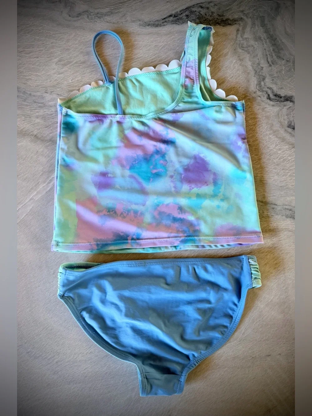 WONDER NATION | M 7/8 | Girls Seafoam Lavender Tankini Bikini Top + Bottom Set
